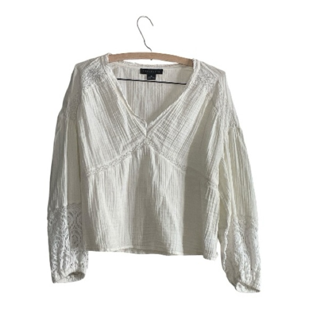 Sanctuary Ivory Heirloom Gauze Lace Popover Top